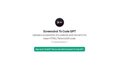 Screenshot to Code GPT - Effortless Website Creation Using Screenshots